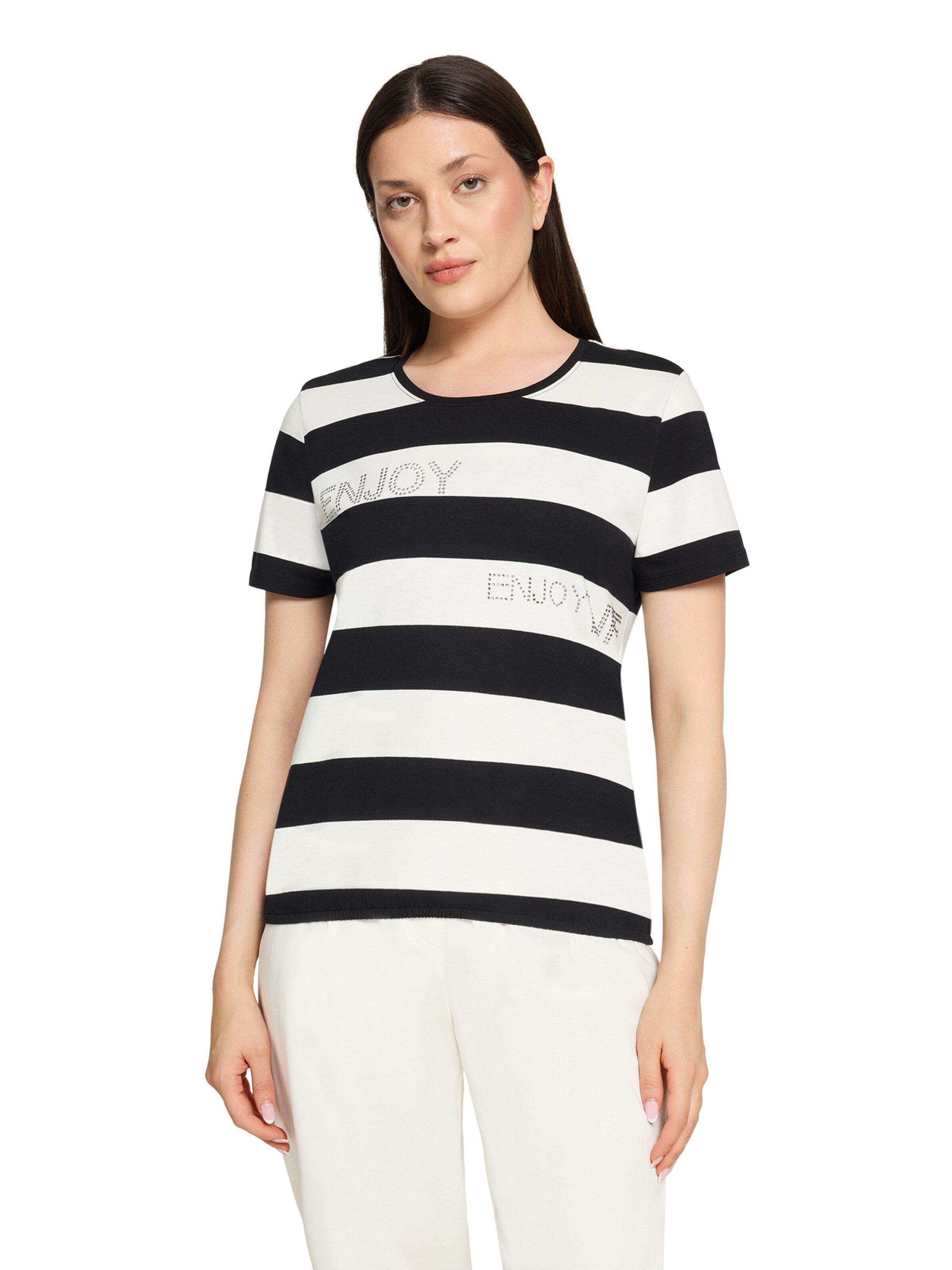Betty Barclay Ringelshirt mit Tunnelzug in Schwarz: Vorderseite