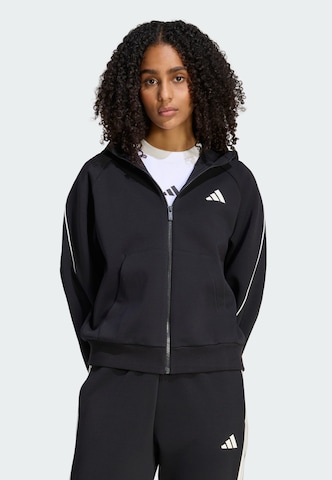 ADIDAS SPORTSWEAR - Casaco de treino em moletão 'Stadium' em preto: frente