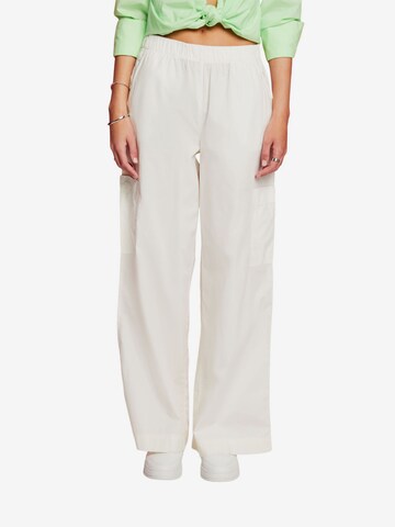 Wide Leg Pantalon cargo ESPRIT en blanc : devant