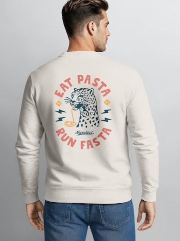 Neverless Sweatshirt 'Eat pasta' in Beige