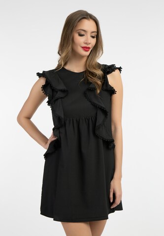 Rochie de la faina pe negru: față