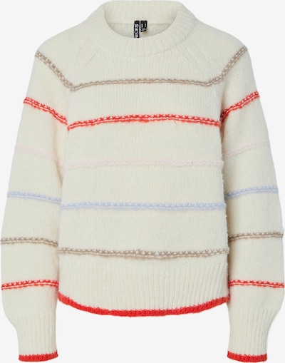 Megztinis 'PCNELIA' iš PIECES, spalva – kremo / šviesiai mėlyna / šviesiai ruda / ryškiai raudona, Prekių apžvalga