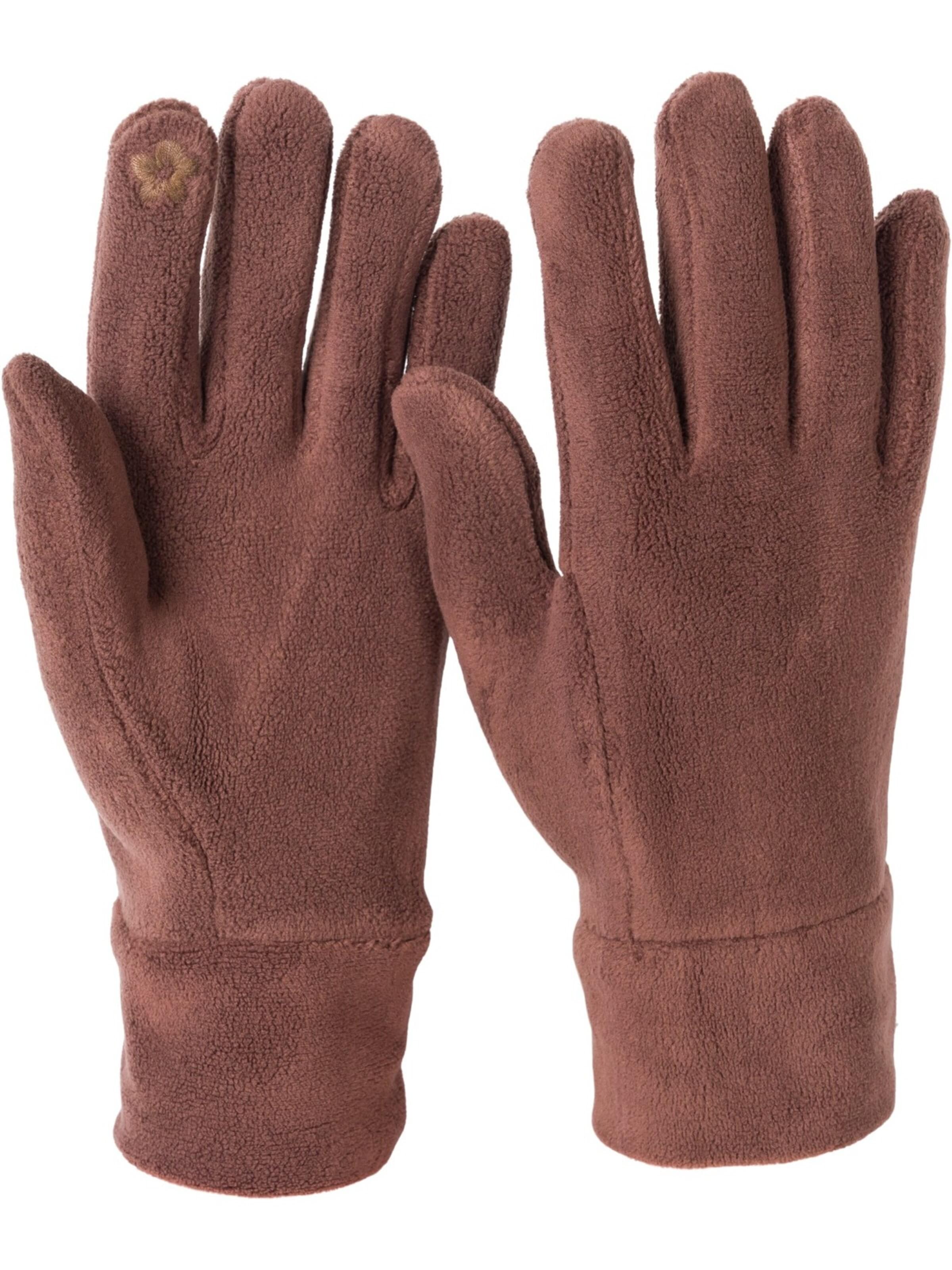 styleBREAKER Fingerhandschuhe 'Einfarbige Touchscreen Fleece Handschuhe'‌‌‌ in Braun: Vorderseite