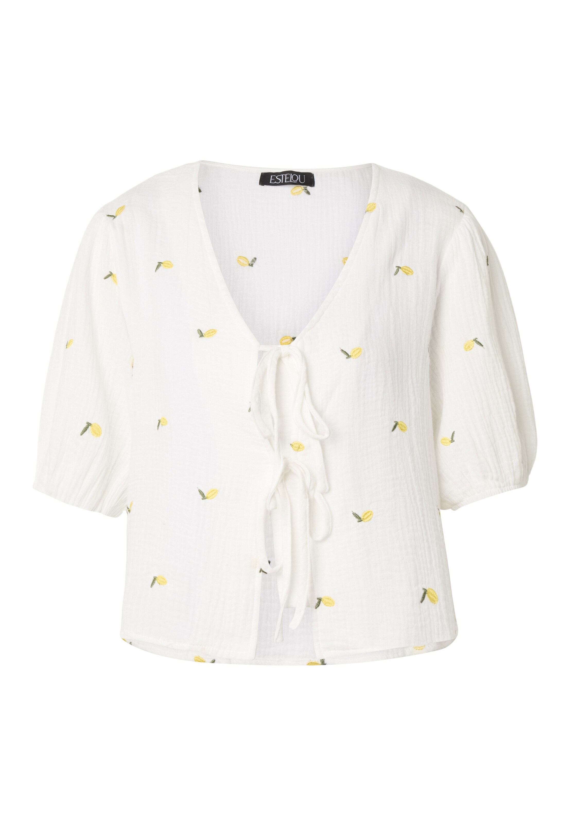 Estelou Blouse 'Lemon' in Limone / Dark green / White, Item view