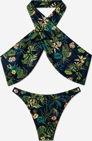 High neck Bikini 'Jamira criss-cross bikini' di Hobo Sapiens in blu: frontale