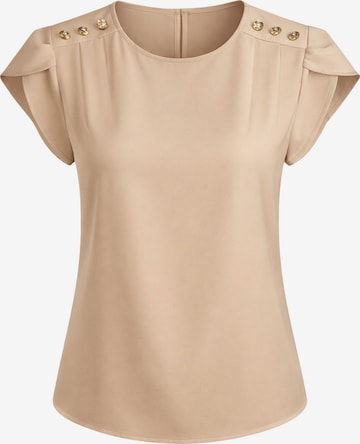 Chemisier 'Short Sleeve Blouse with Decorative Shoulder Buttons' REGINA FASHION en beige : devant