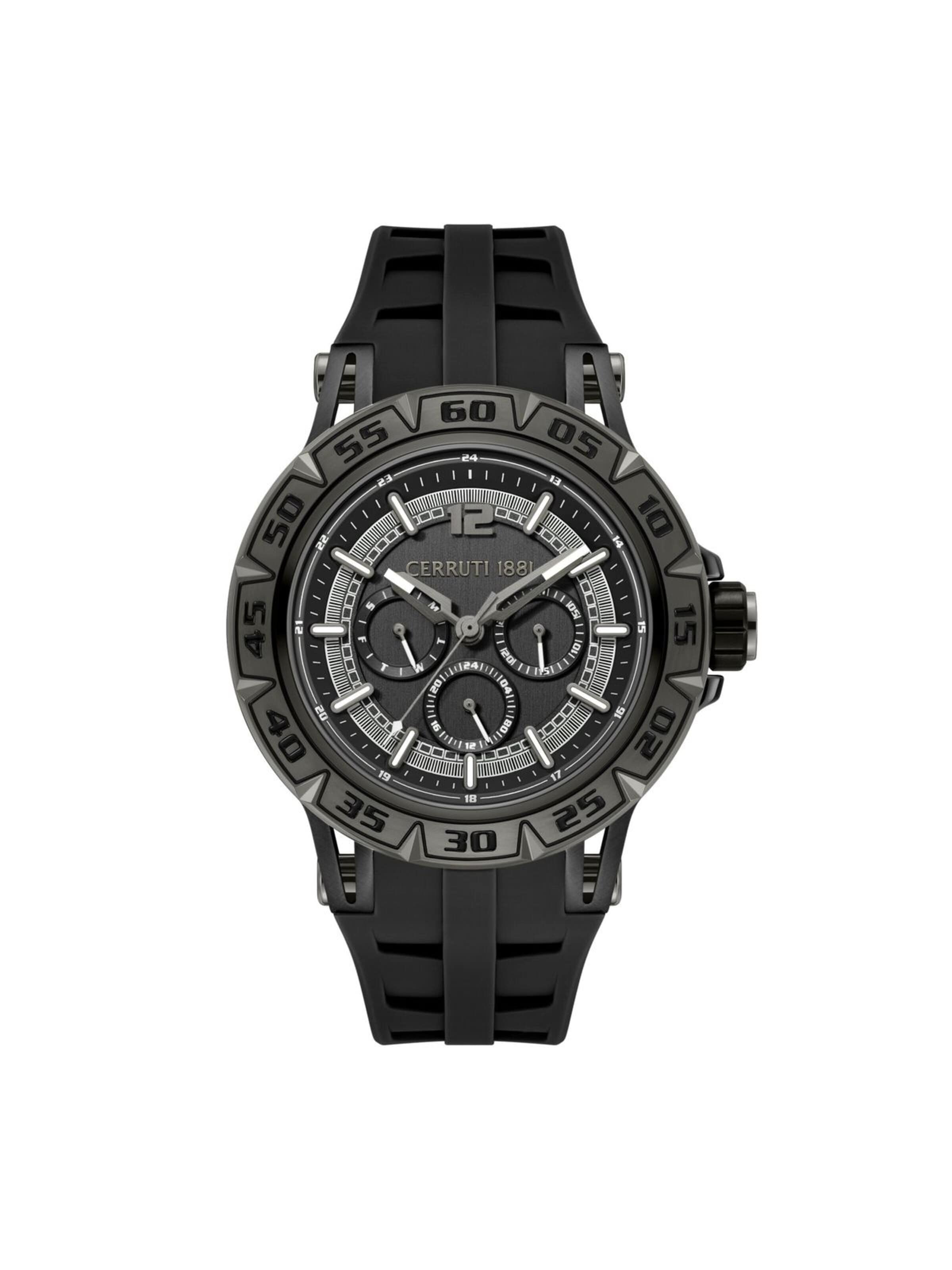CERRUTI 1881 Analoog horloge 'Function watch Velletri Declinatin' in Zwart: voorkant
