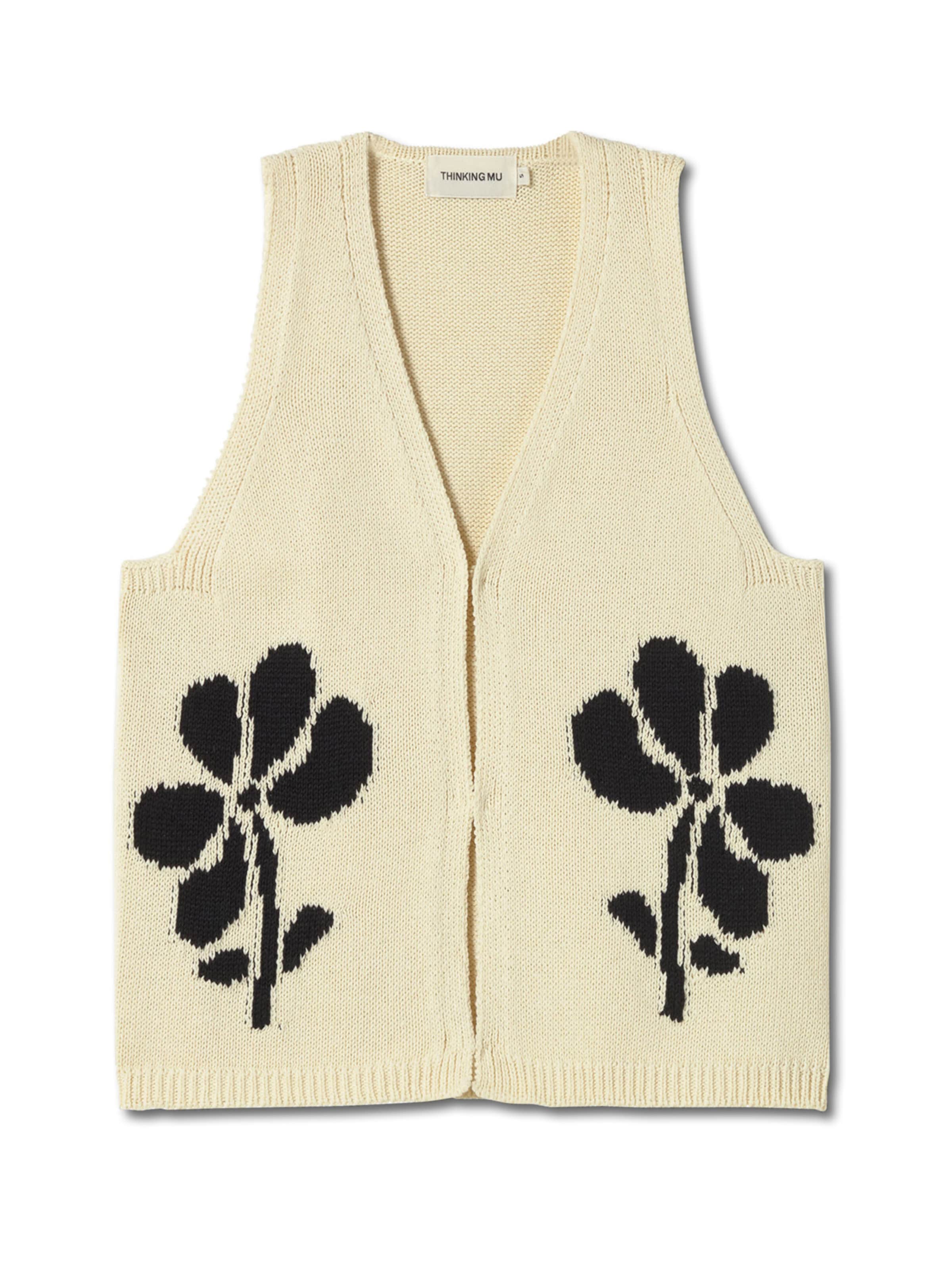 Thinking MU Πλεκτή ζακέτα ' ROBBIE ' σε λευκό: μπροστά