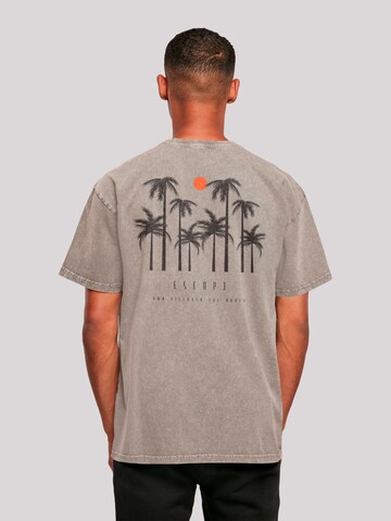 T-Shirt 'Escape Discover the World Palm Trees Black' F4NT4STIC en gris
