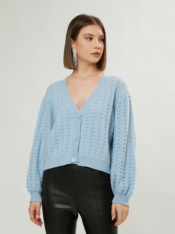 Influencer Knit Cardigan in Blue: front