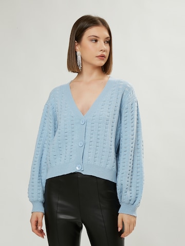 Influencer Gebreid vest in Blauw: voorkant