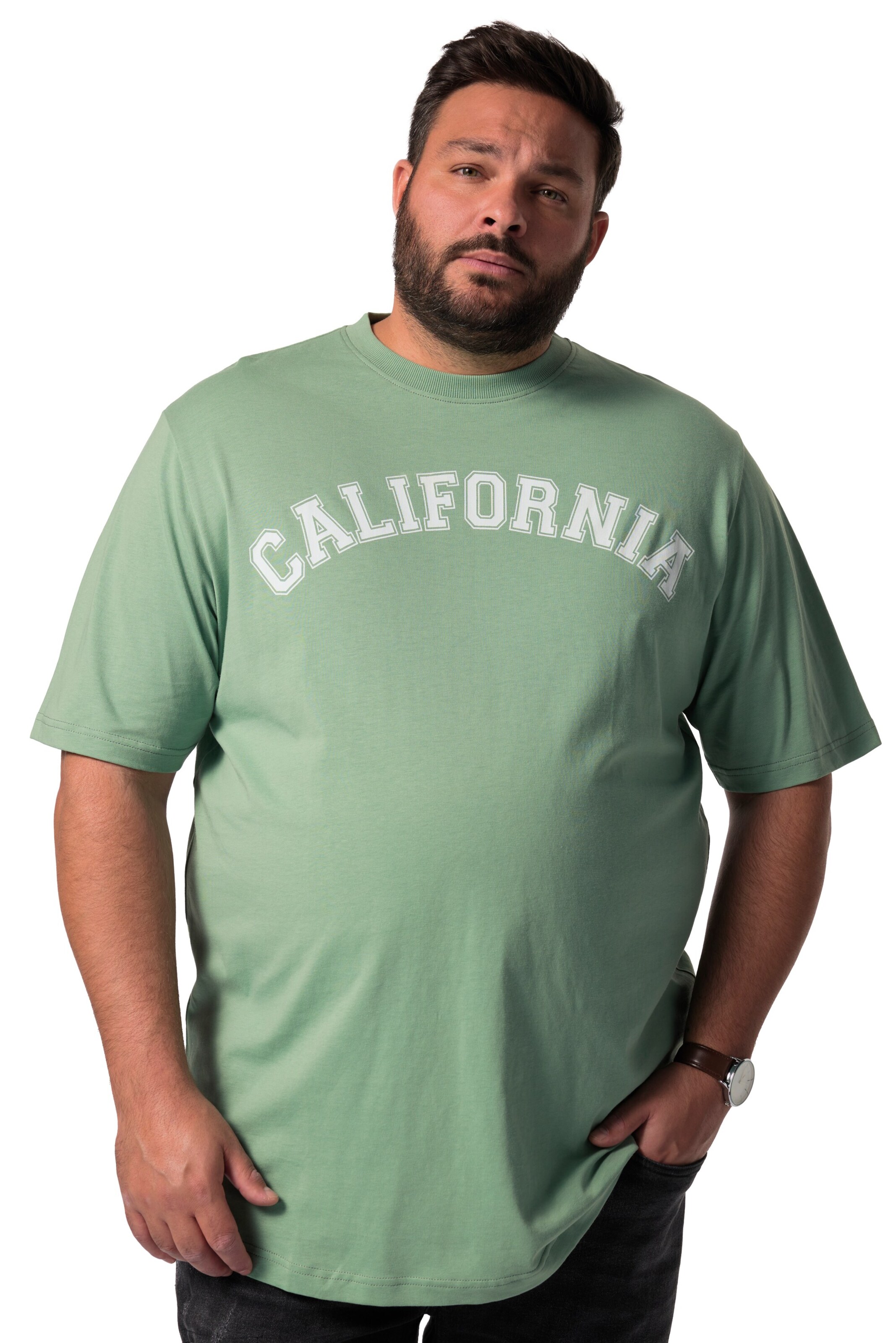 Men Plus Shirt in Green: front