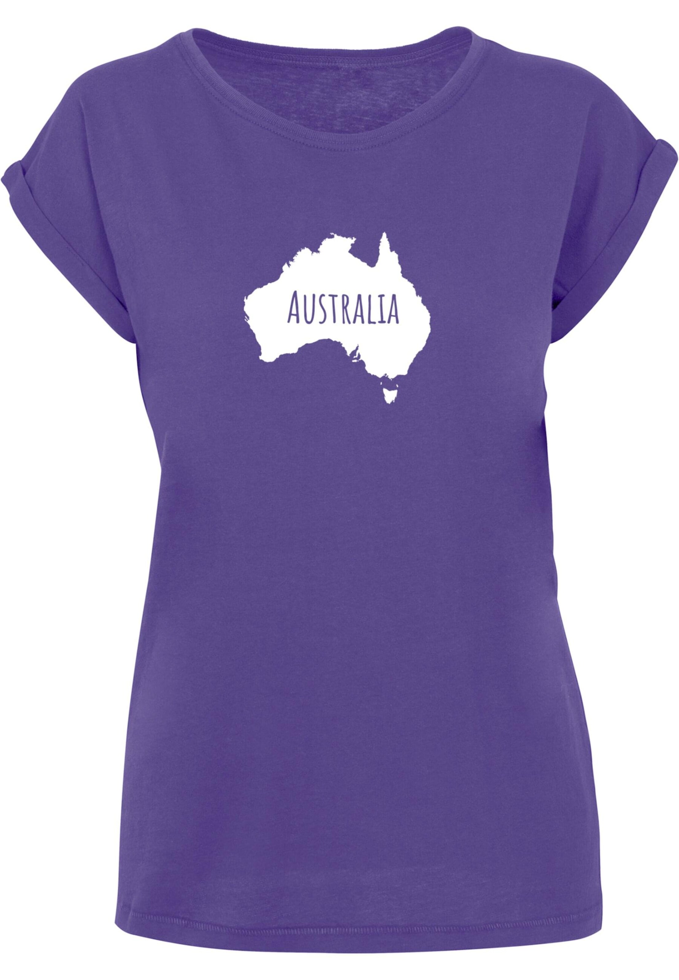 Merchcode Shirt 'Australia X' in Lila: voorkant