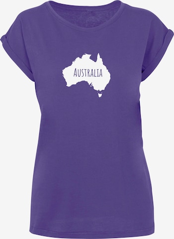 Merchcode Shirt 'Australia X' in Lila: voorkant