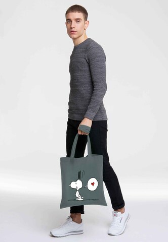 LOGOSHIRT Henkeltasche 'Peanuts - Snoopy in Love' in Grau: Vorderseite