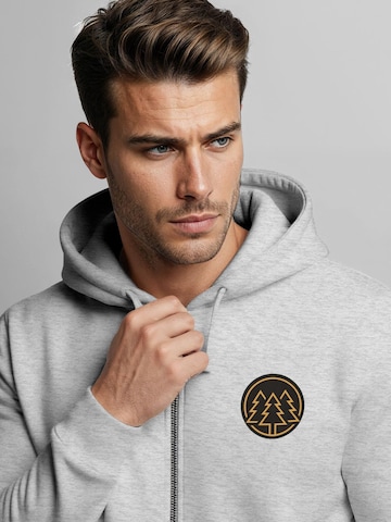 Neverless Zip-Up Hoodie 'Bäume Badge' in Grey