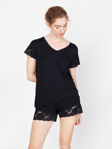 Erlich Textil Pajama Shirt 'Nora' in Black: front