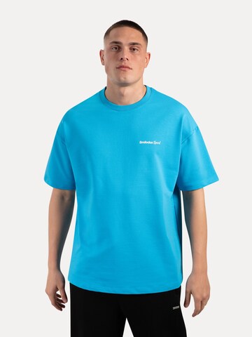 Smilodox T-Shirt Oversize Backprint Tamio in Blau: Vorderseite