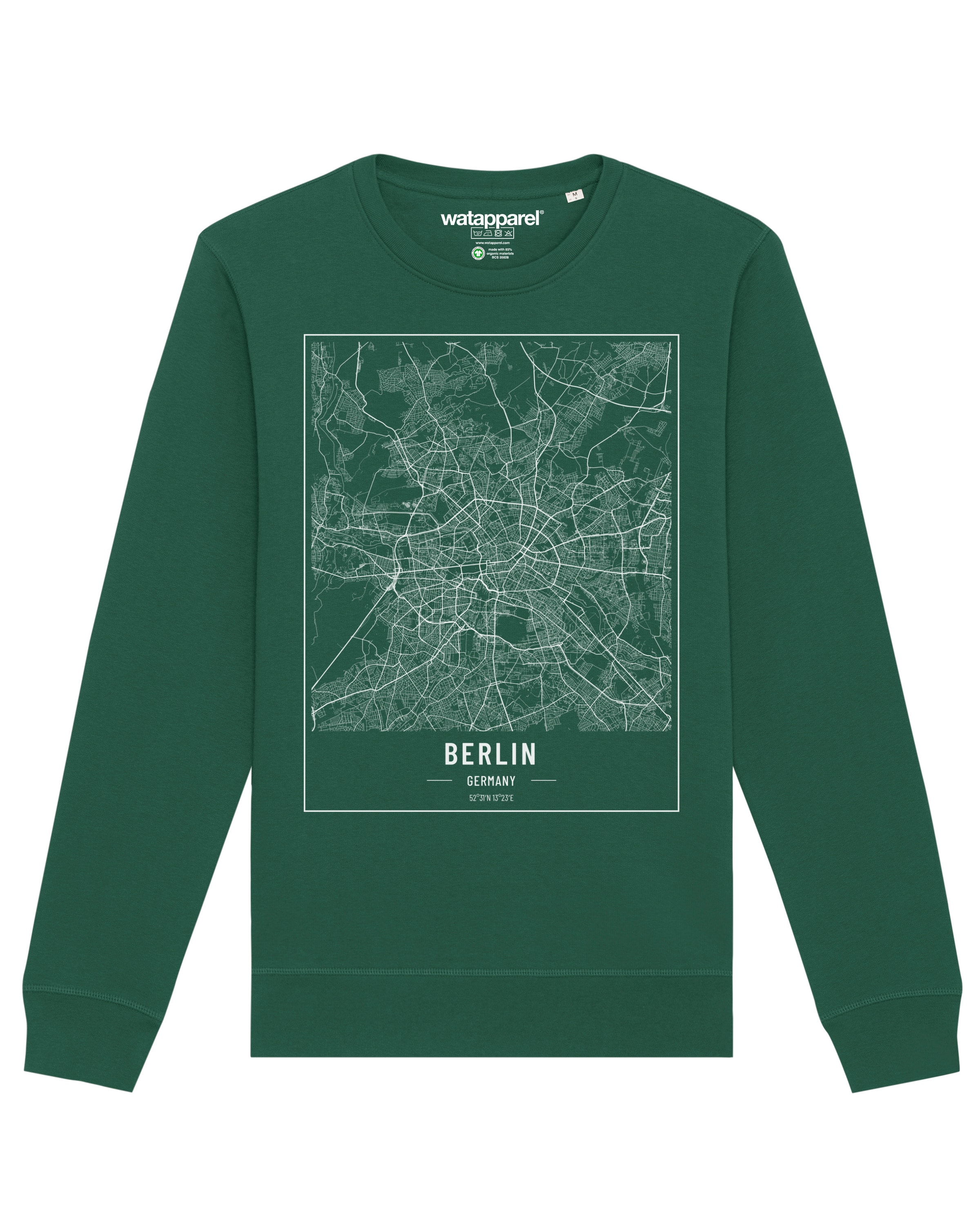Sweat-shirt 'City maps Berlin Landkarte' Watapparel en vert : devant