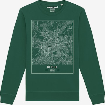 Sweat-shirt 'City maps Berlin Landkarte' Watapparel en vert : devant