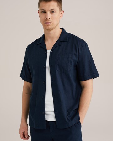 WE Fashion Regular fit Button Up Shirt in Blue: front