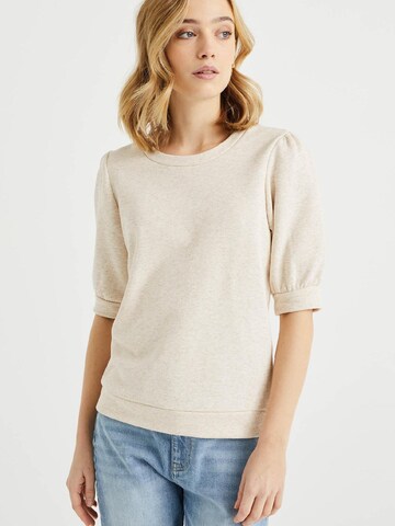 Sweat-shirt WE Fashion en beige : devant