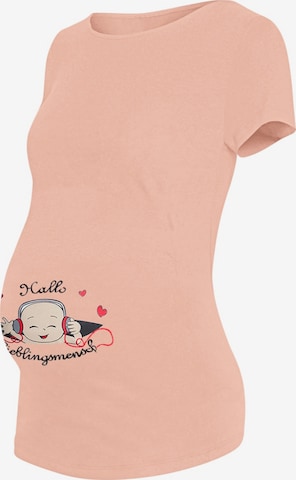 M.M.C. Shirt 'Hallo Lieblingsmensch Umstandsshirt' in Orange: front