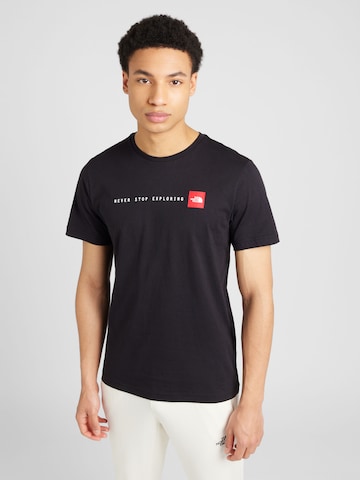 Tricou 'NEVER STOP EXPLORING' de la THE NORTH FACE pe negru: față