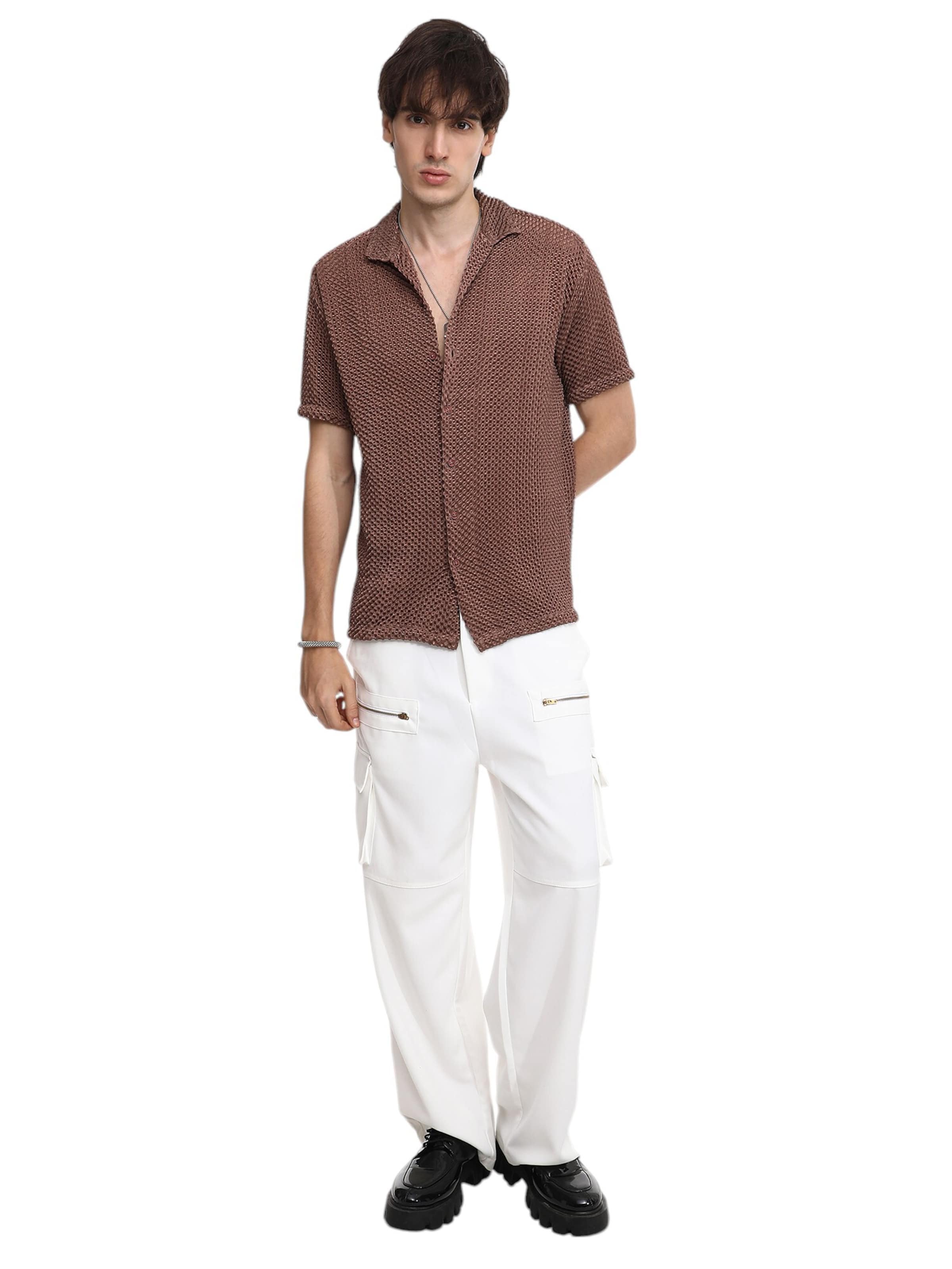 Campus Sutra Regular fit Button Up Shirt ' Yvonne ' in Brown