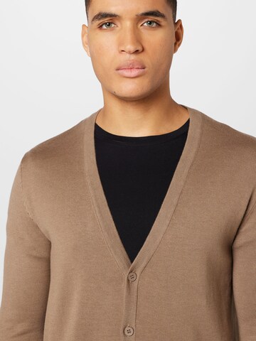 ABOUT YOU Knit Cardigan 'Aaron' in Brown