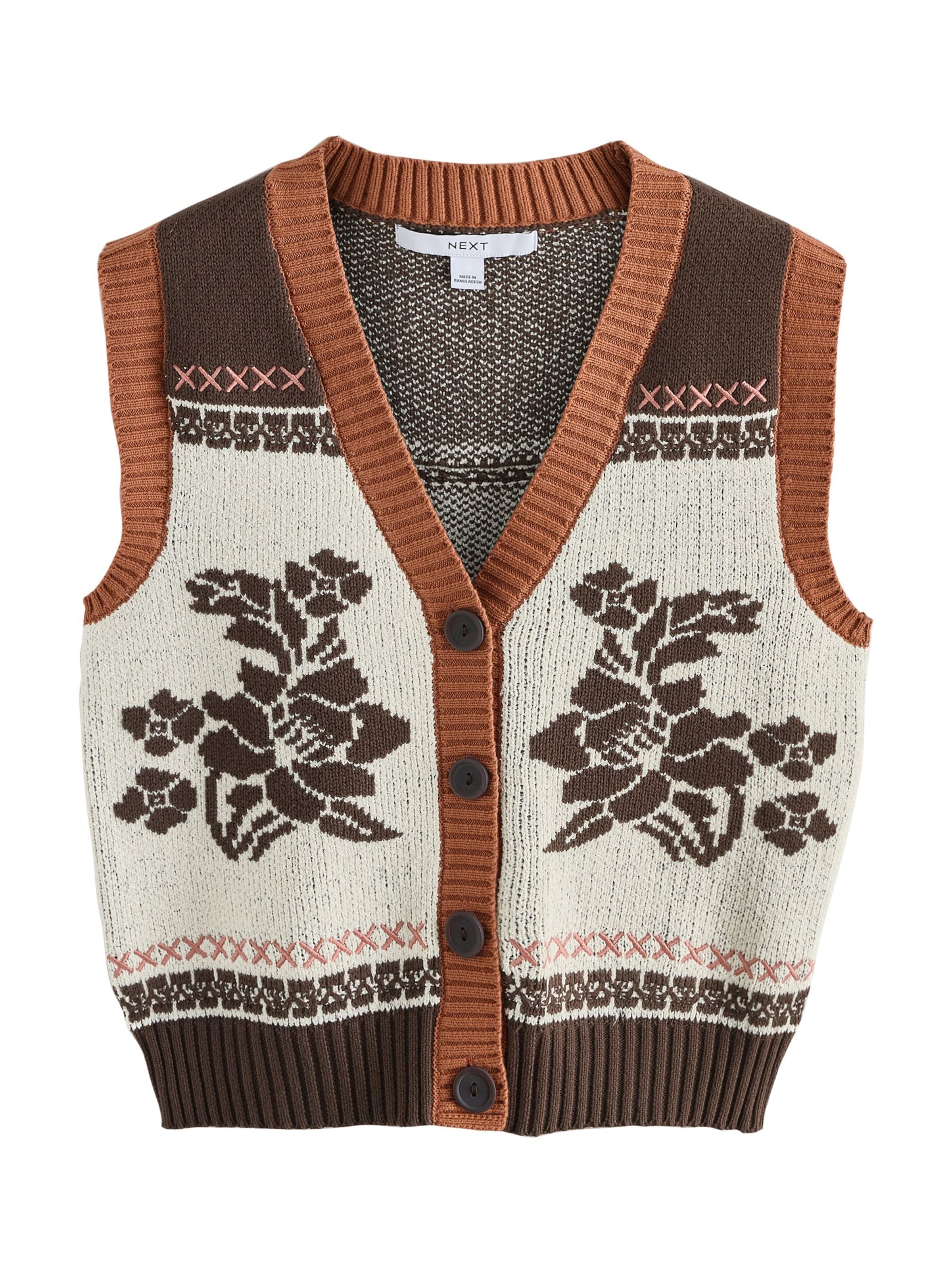 Next Kötött mellény - barna: elől