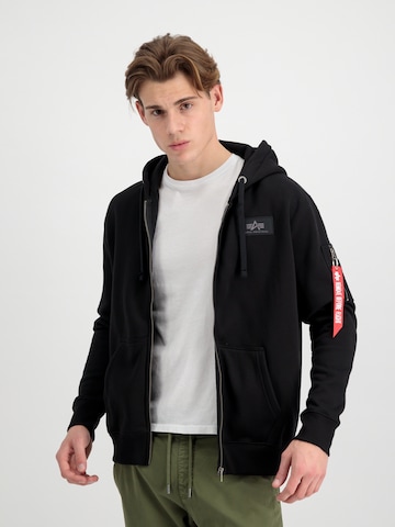 ALPHA INDUSTRIES Zip-Up Hoodie in Black