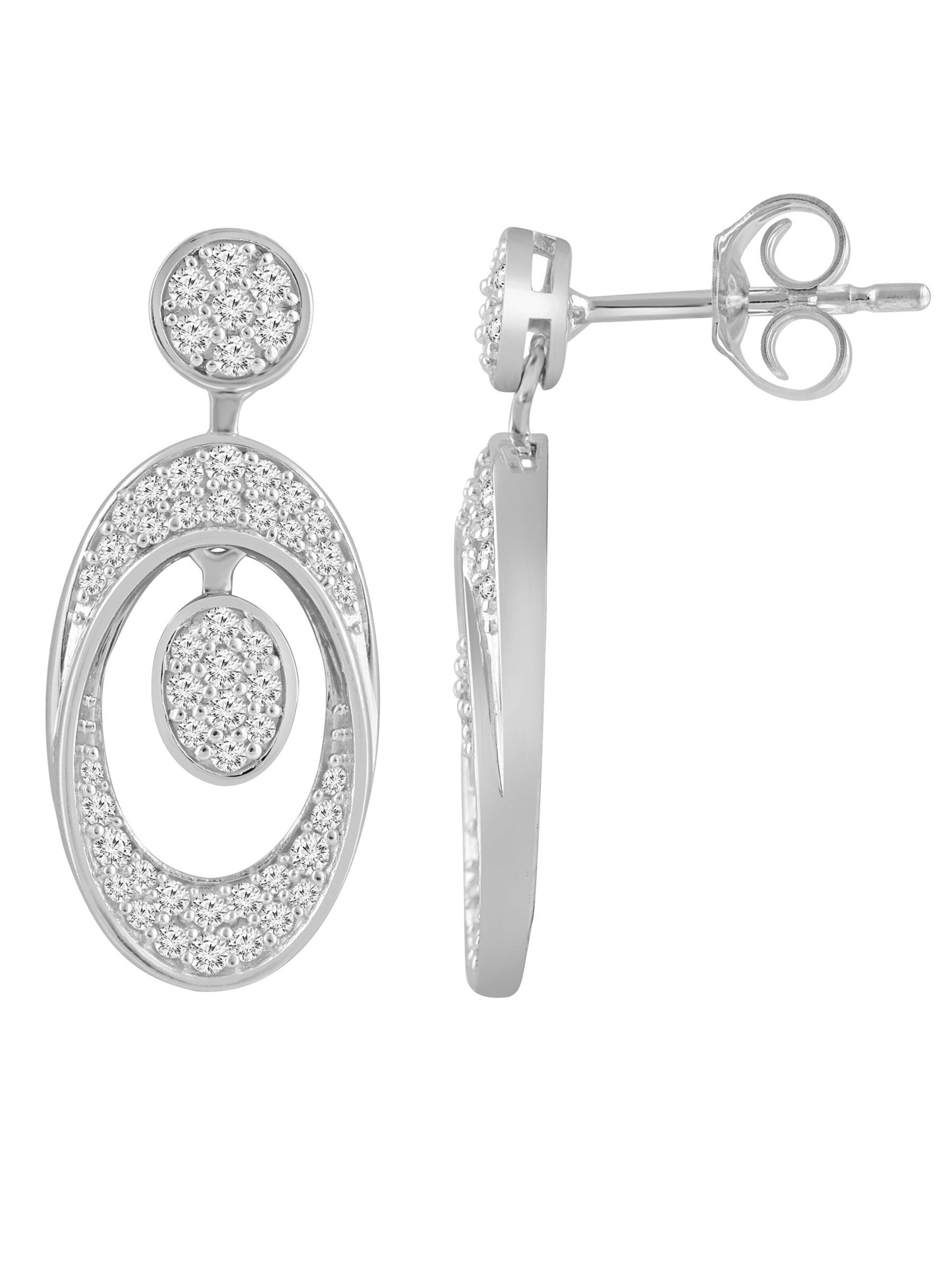 Diamant Exquis - Pendientes 'Ohrringe aus 585 Weißgold mit Diamant' en plata