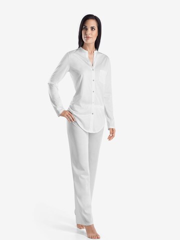 Hanro Pyjama ' Cotton Deluxe ' in Wit: voorkant