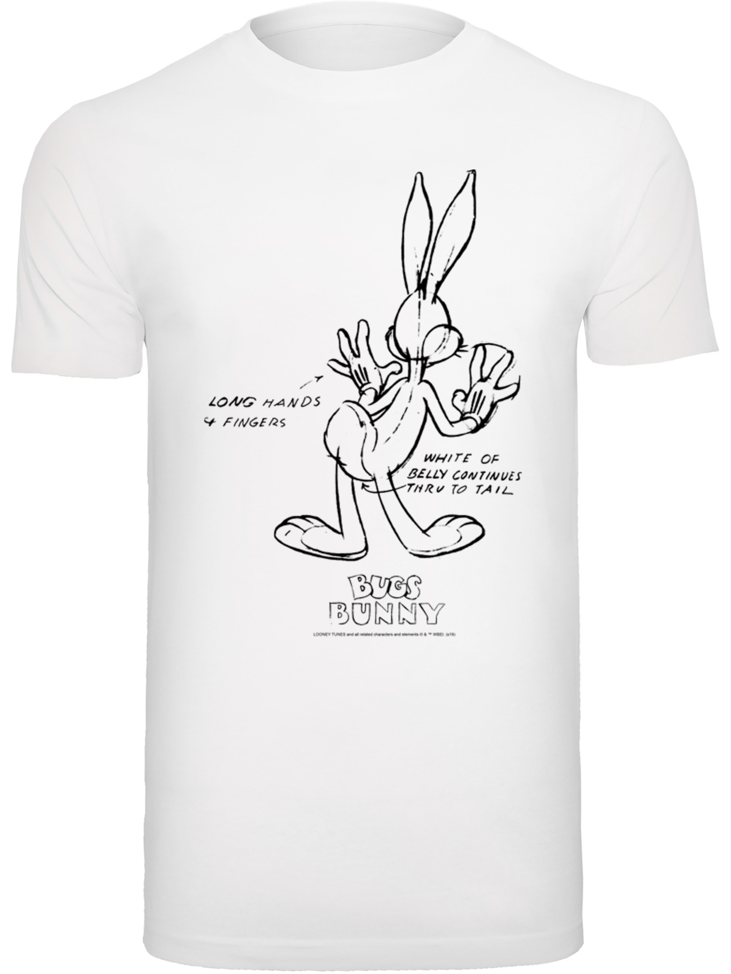 T-Shirt 'Looney Tunes' F4NT4STIC en blanc : devant