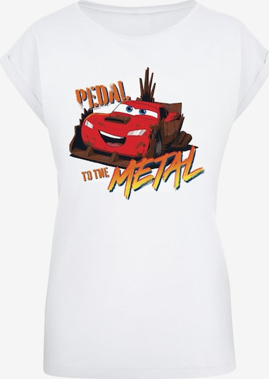ABSOLUTE CULT T-Shirt 'Cars - Pedal To The Metal' in braun / gelb / rot / weiß, Produktansicht