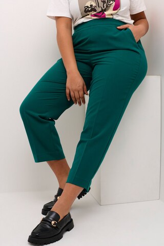 KAFFE CURVE Regular Pleated Pants 'Sakira' in Green