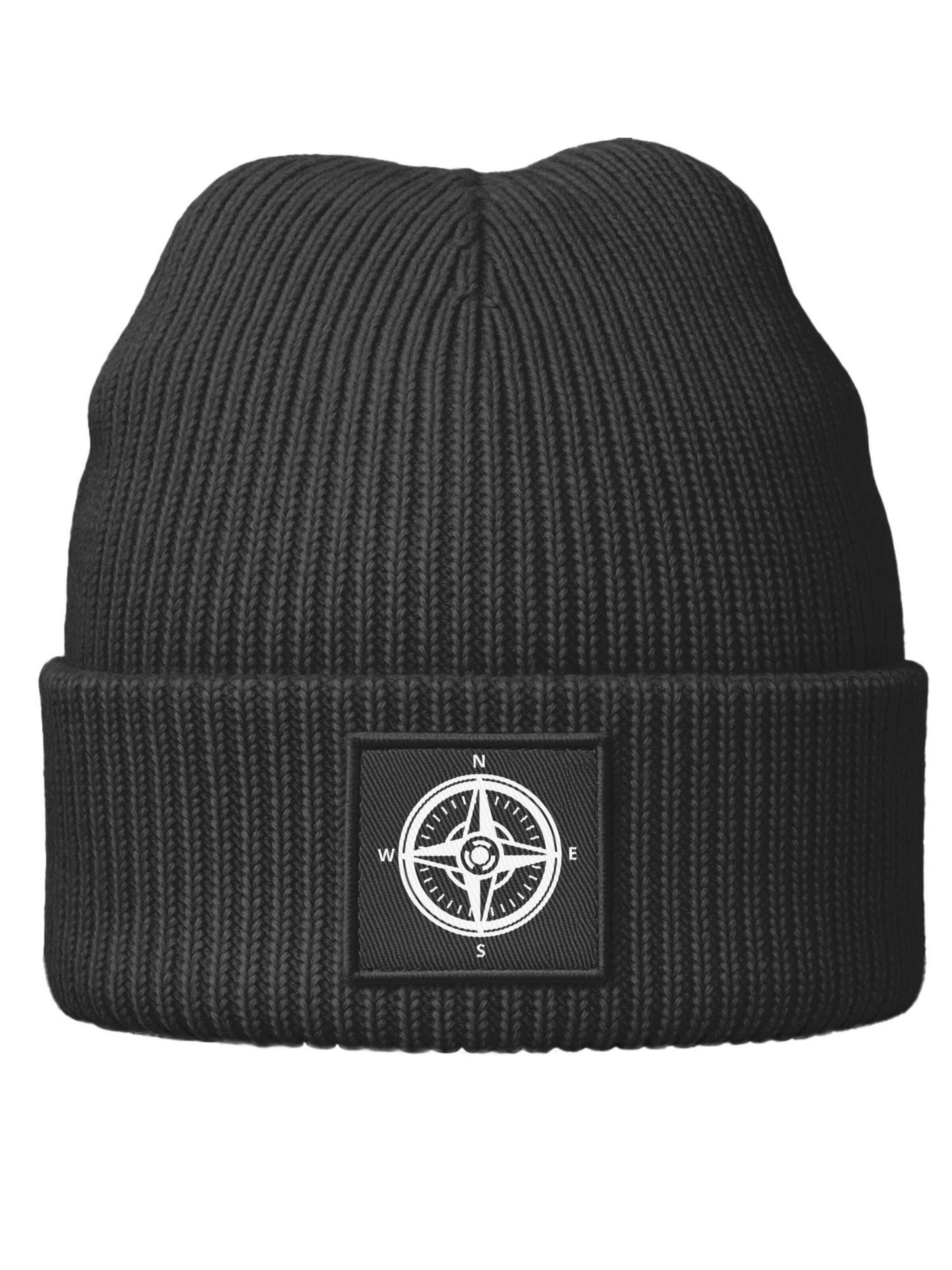 Neverless Beanie 'Kompass' in Black: front