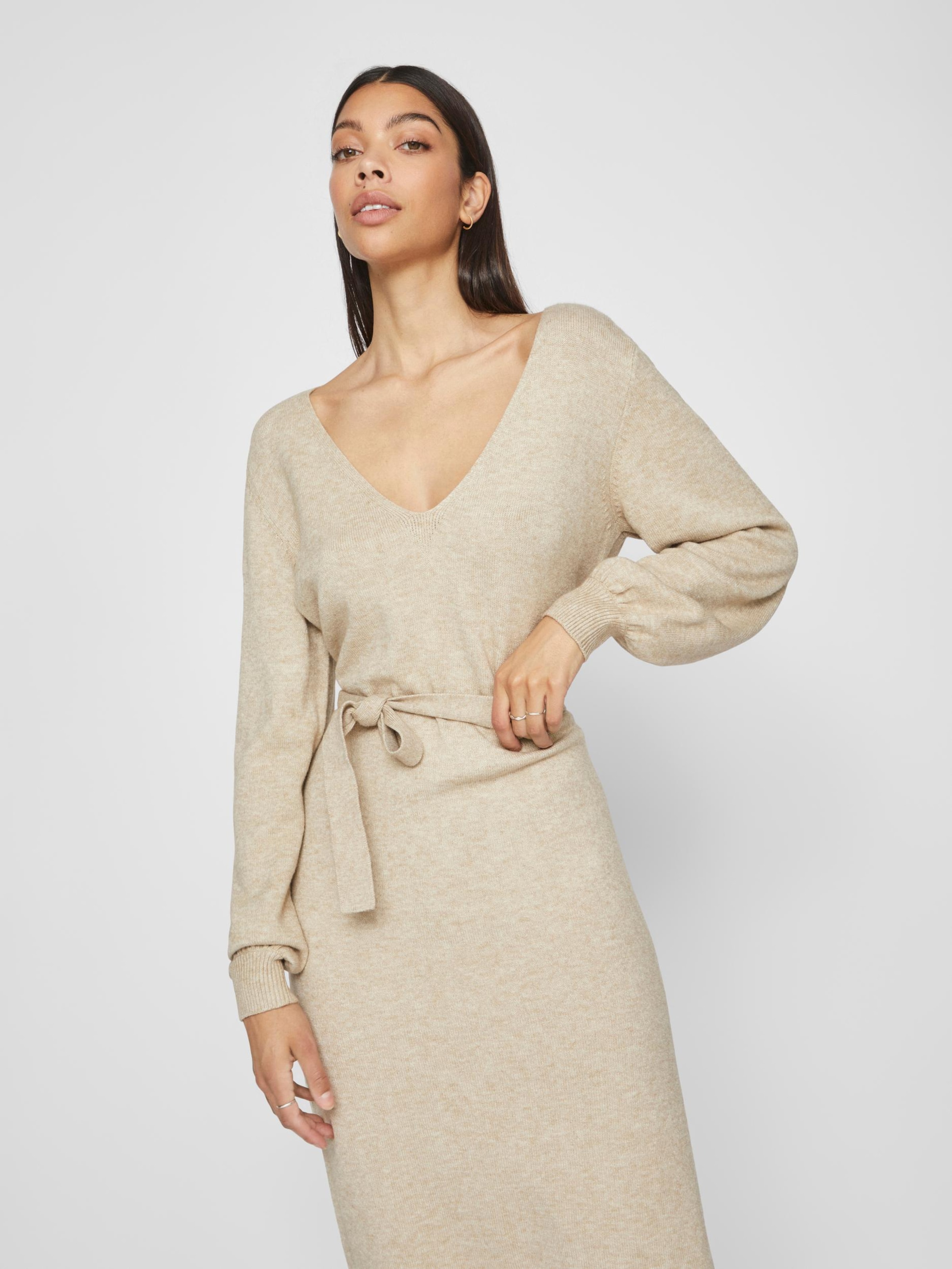 VILA Gebreide jurk Ril in Beige ABOUT YOU