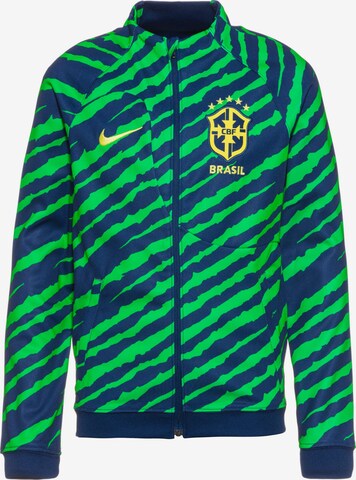 NIKE Athletic Zip-Up Hoodie 'Brasilien 2022' in Blue: front