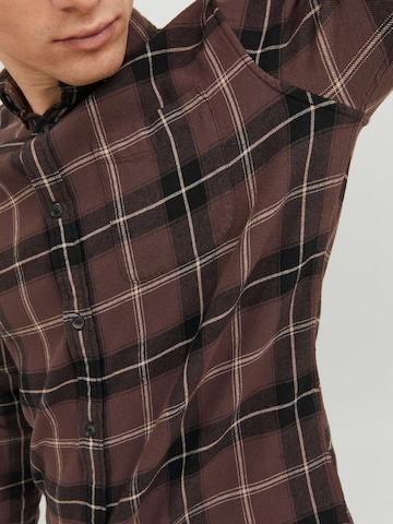 JACK & JONES Regular fit Button Up Shirt in Brown