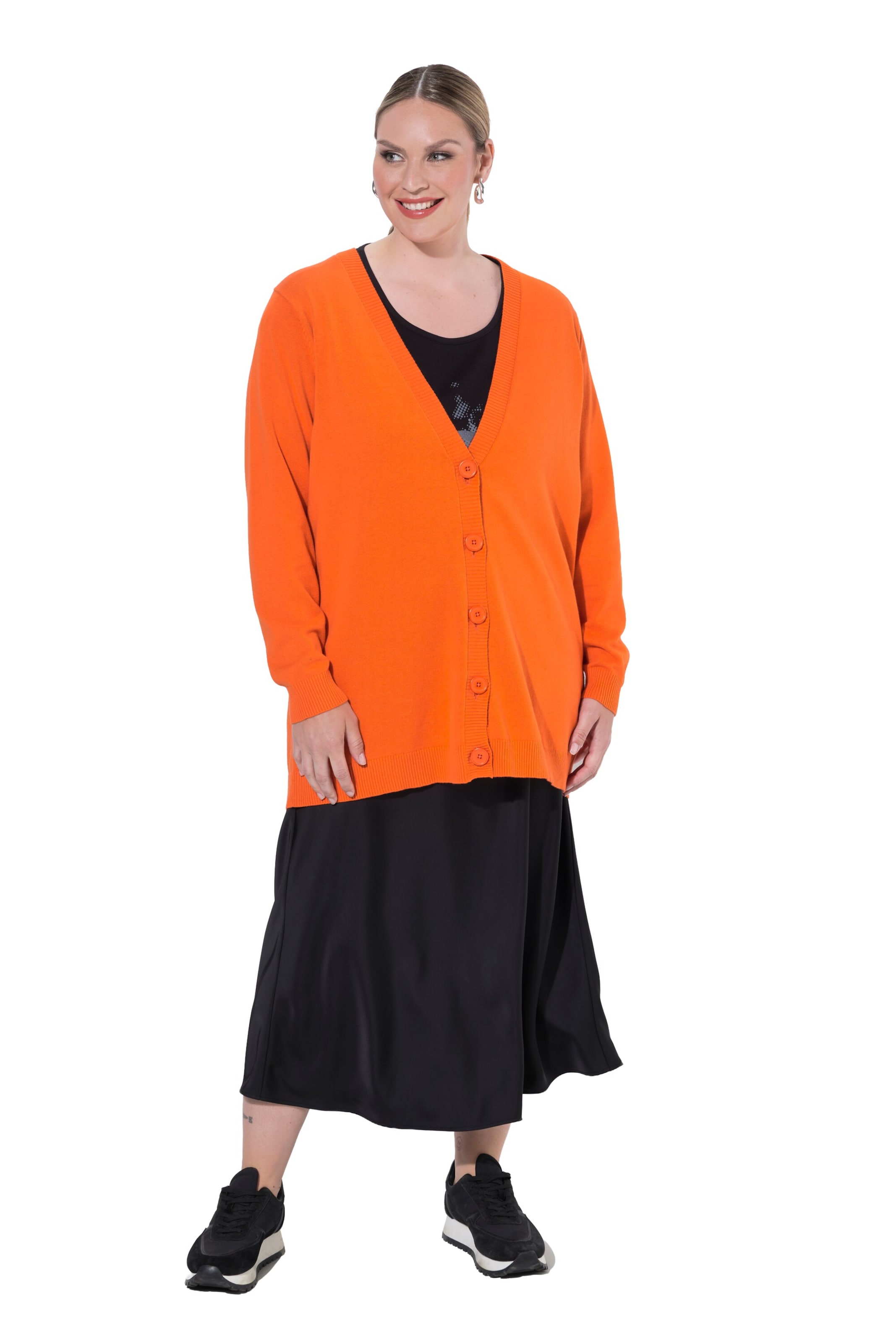 MIAMODA Knit cardigan in Orange: front