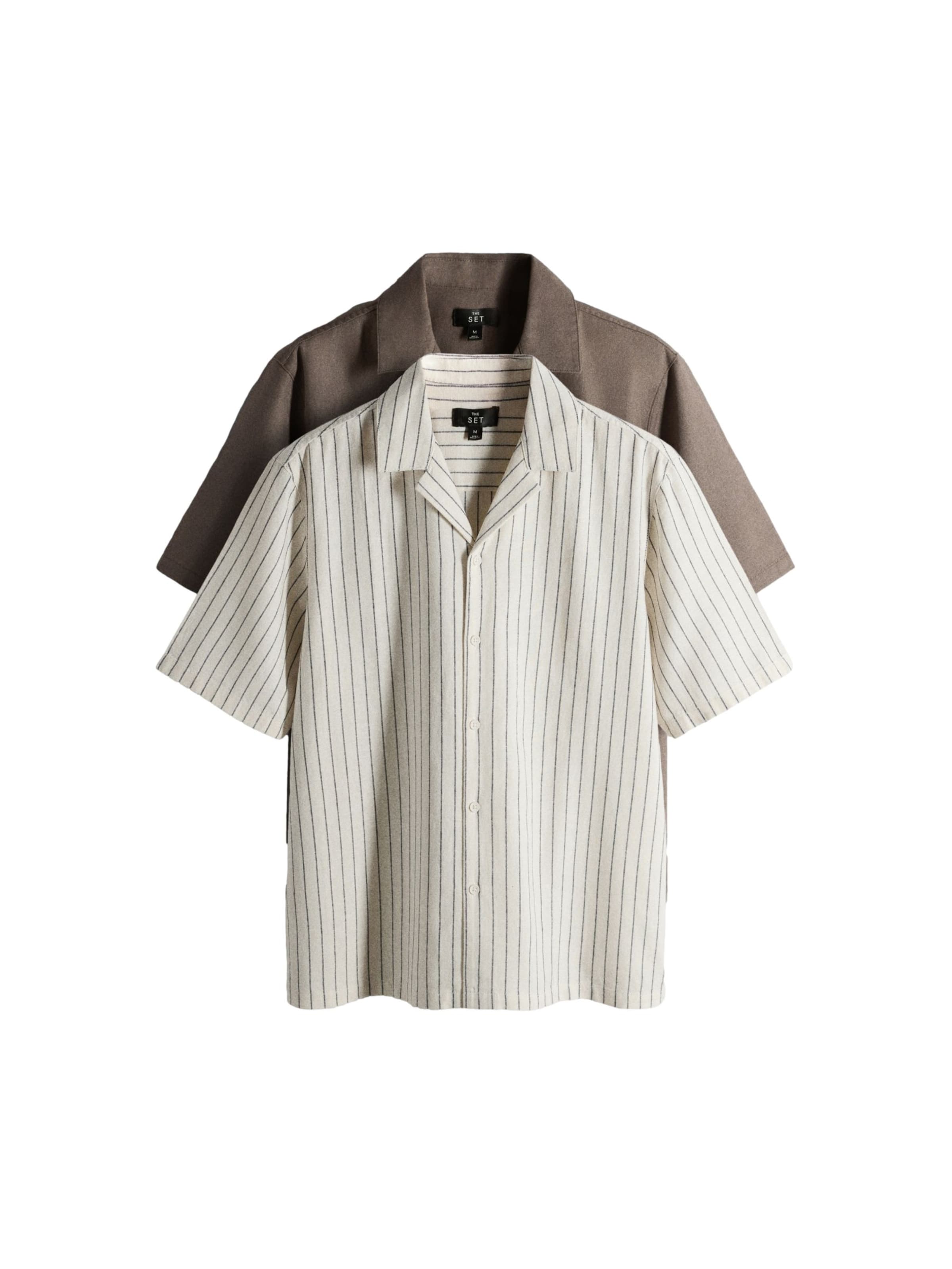 The Set Comfort Fit Hemd in Beige: Vorderseite