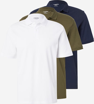 JACK & JONES Majica u tamno plava / maslinasta / bijela, Pregled proizvoda