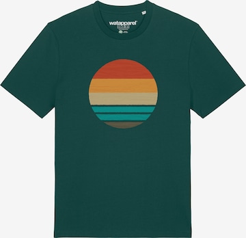 Watapparel T-Shirt 'Retro Sunset Ocean' in Grün: Vorderseite