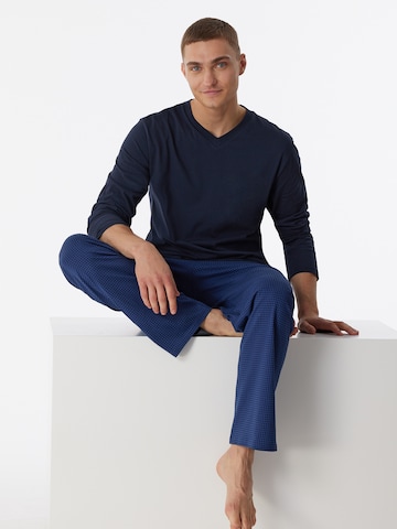 SCHIESSER Long Pajamas 'Comfort Essentials' in Blue