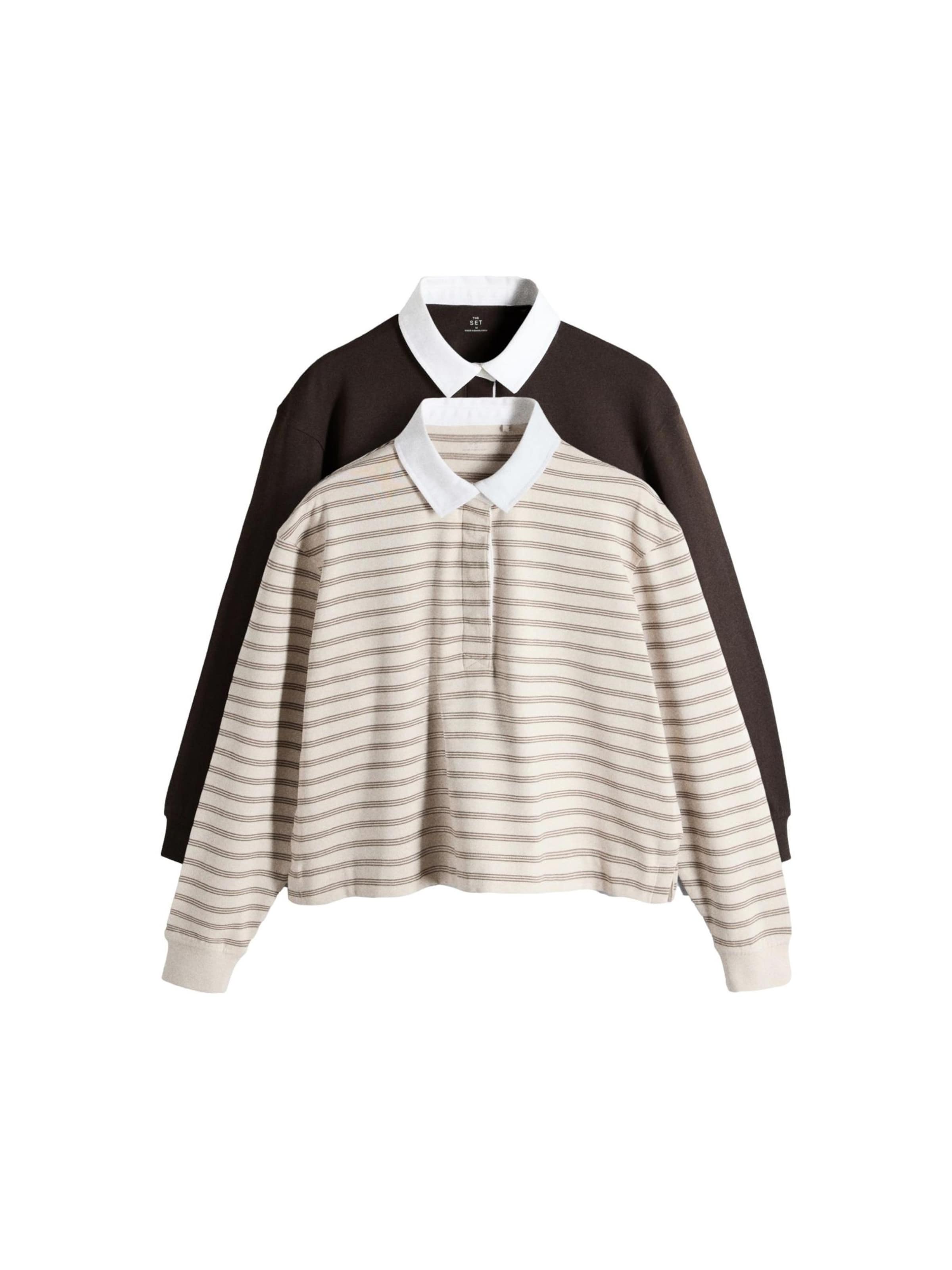 The Set Poloshirt in creme / schoko / mokka / weiß, Produktansicht