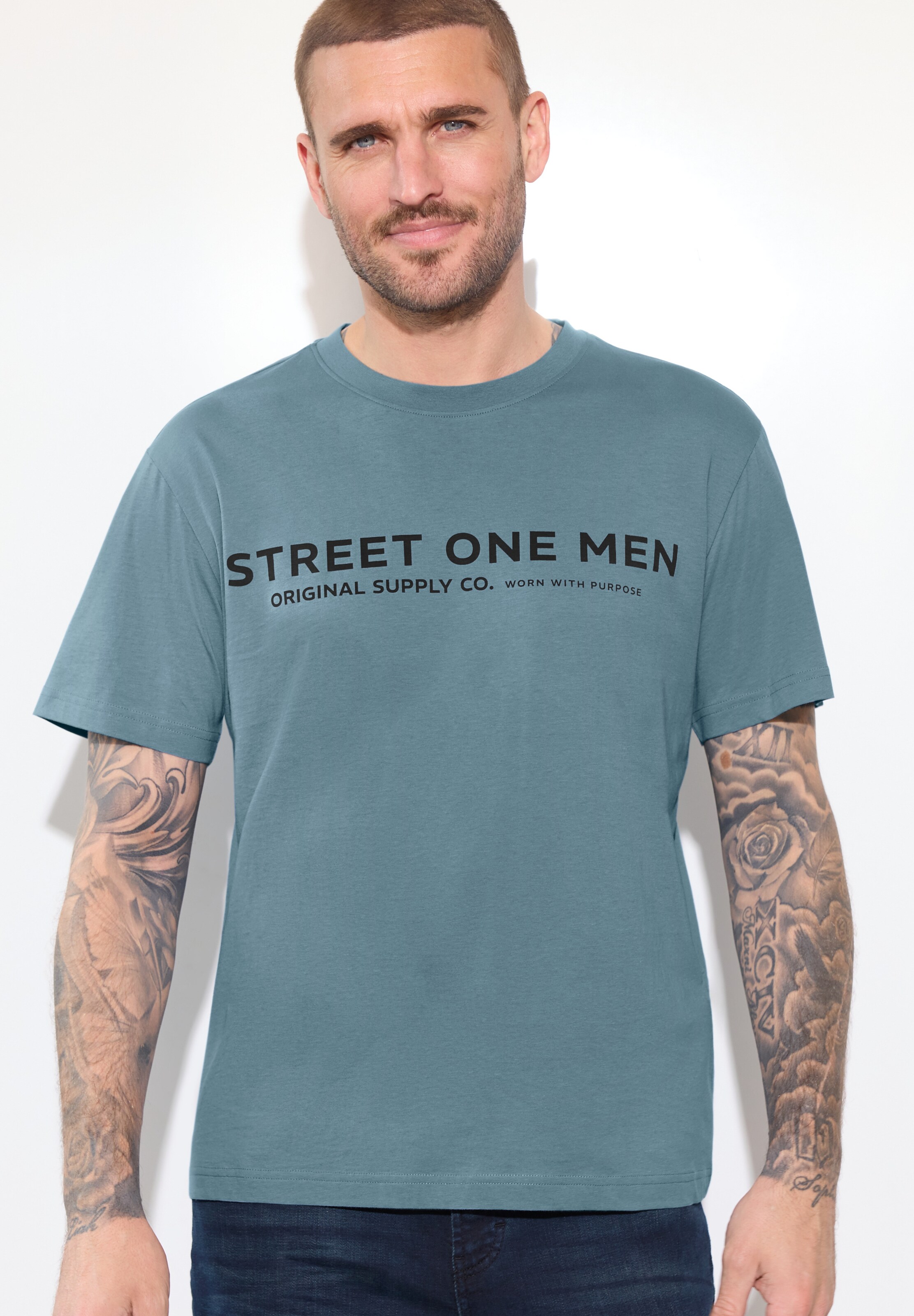 Street One MEN Shirt in Blue: front