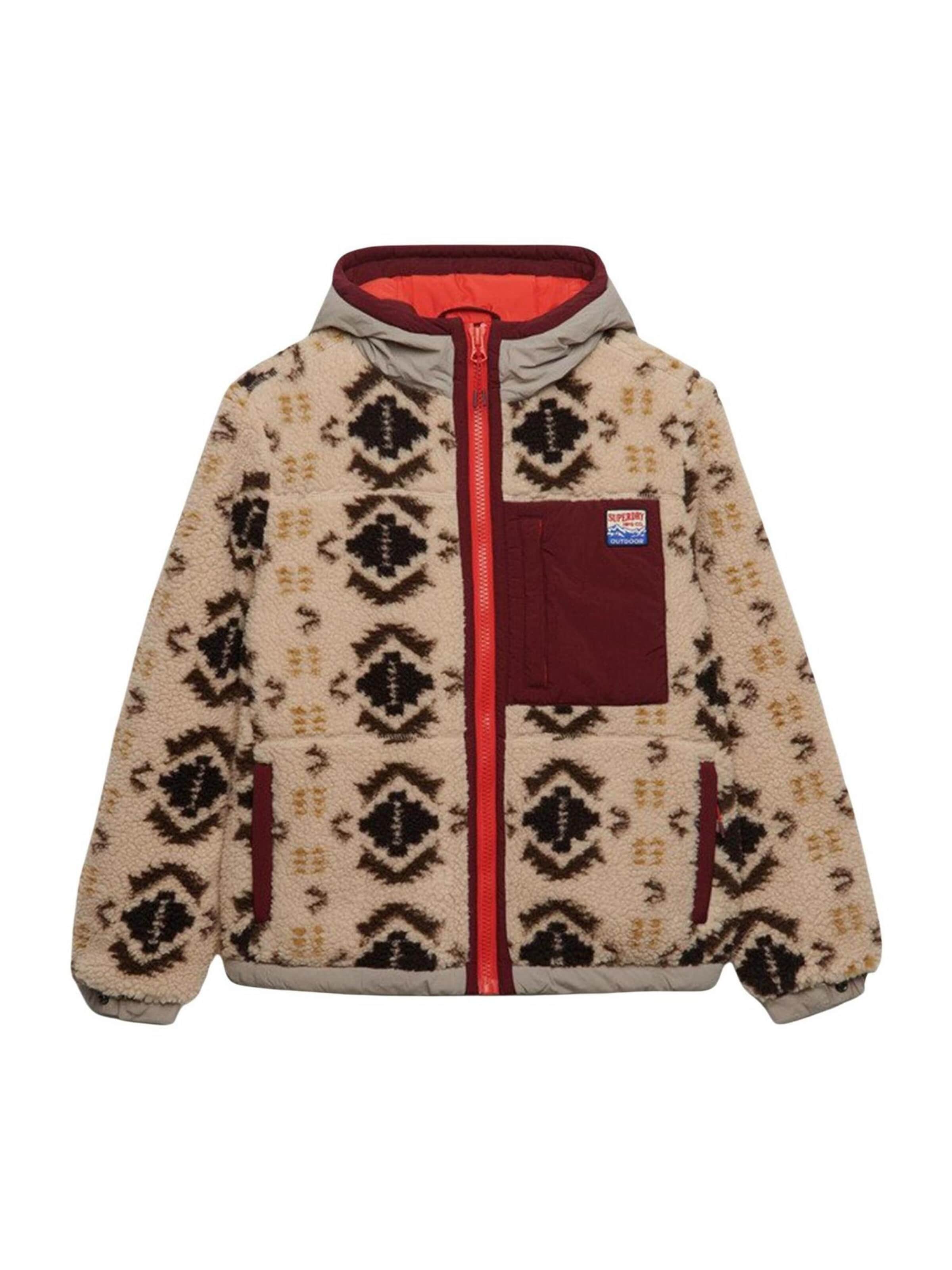 Superdry Winterjas 'Sherpa Jaquard Fleece Hybrid 263MSDW5012231A' in Beige