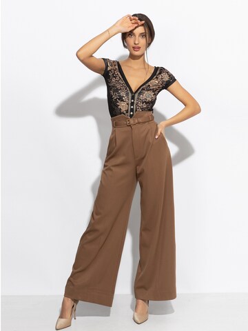 JIORO Blouse 'GOLDEN ROSES' in Zwart